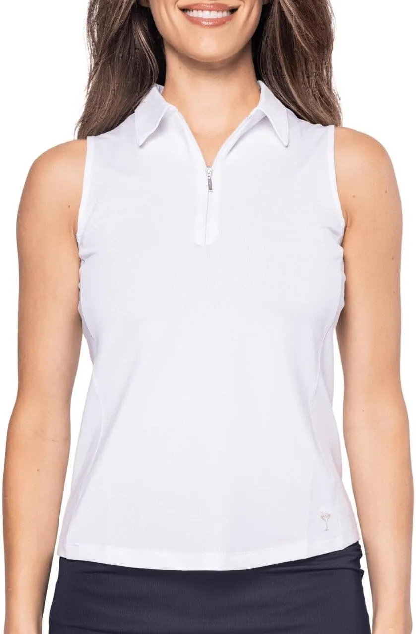GOLFTINI Women's Zip Golf Polo - Sleeveless, Lightweight, Moisture-Wicking, UPF, 4-Way Stretch for Sports