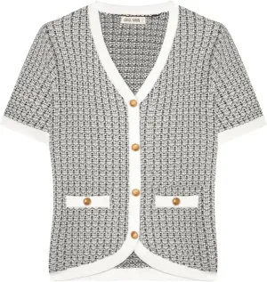 GRACE KARIN Womens Summer Cardigan Sweater 2025 Button Down Short Sleeve Cropped Lightweight V Neck Elegant Tweed Tops