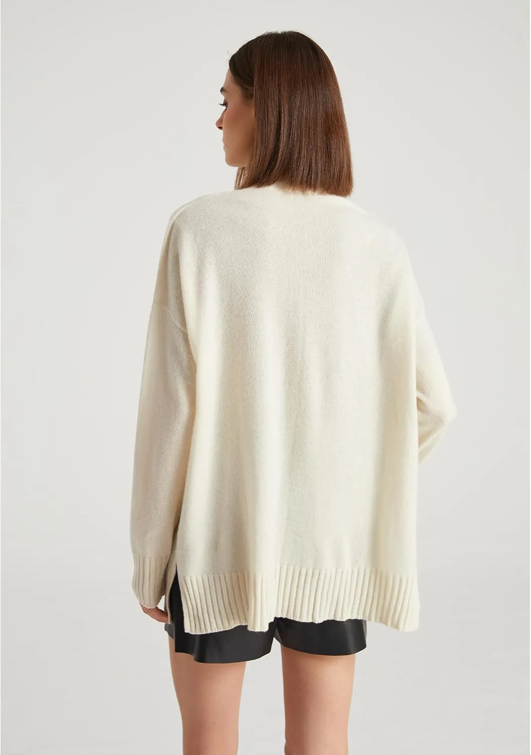 GreenMount Women's 100% Pure Cashmere Cardigan Sweater Soft and Warm Long Sleeve Oversize Loose Cardigan with Pocket