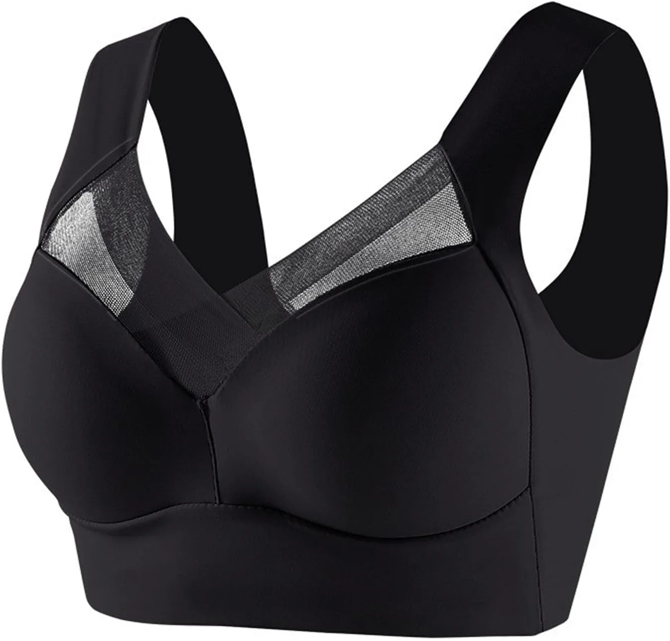 Hatmeo Posture Correcting Bras for Seniors Women Ice Silk Push Up Lysine Charm Gathering Bra Plus Size Wireless Zen Chic Bras
