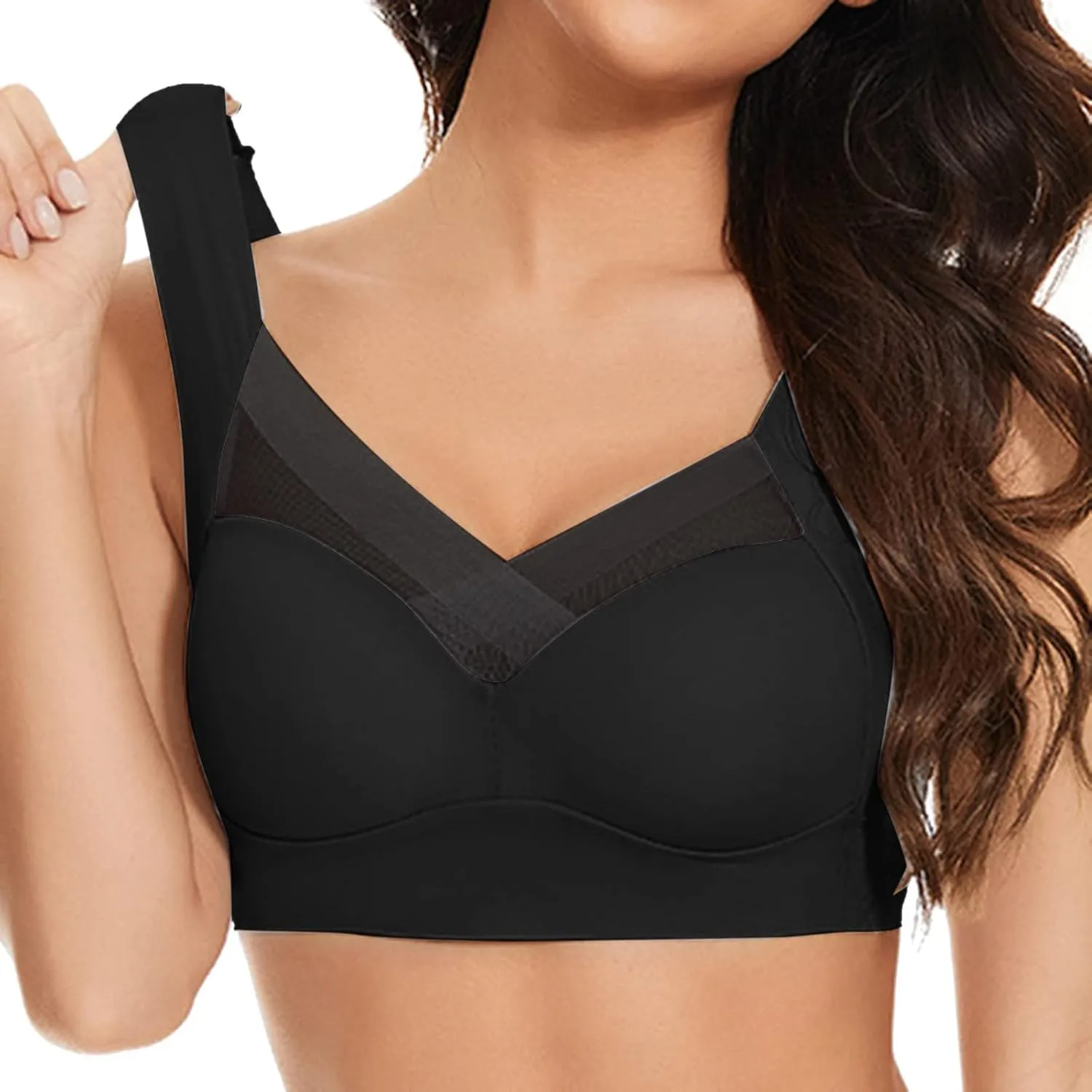 Hatmeo Posture Correcting Bras for Seniors Women Ice Silk Push Up Lysine Charm Gathering Bra Plus Size Wireless Zen Chic Bras