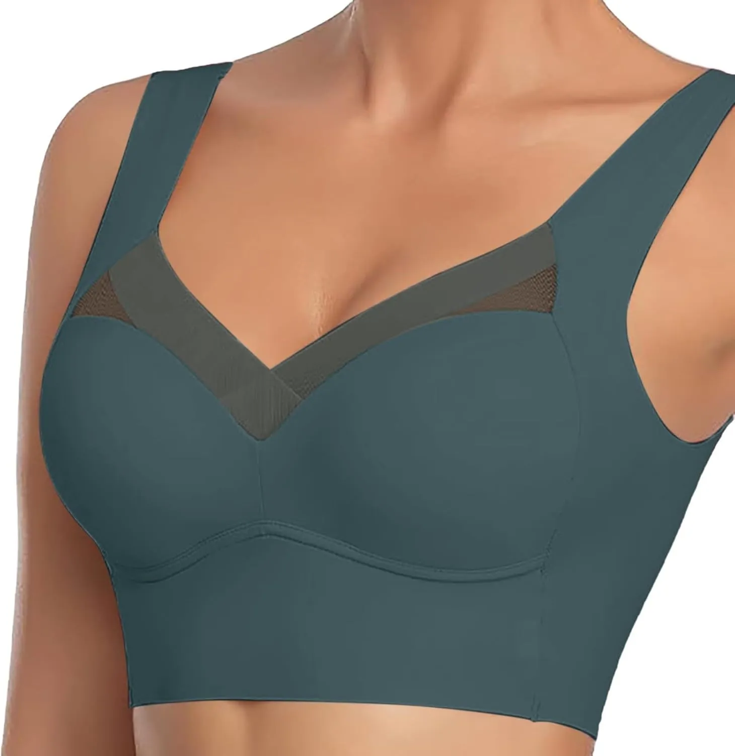 Hatmeo Posture Correcting Bras for Seniors Women Ice Silk Push Up Lysine Charm Gathering Bra Plus Size Wireless Zen Chic Bras