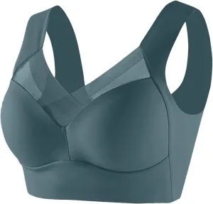 Hatmeo Posture Correcting Bras for Seniors Women Ice Silk Push Up Lysine Charm Gathering Bra Plus Size Wireless Zen Chic Bras