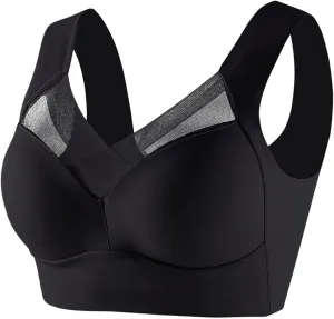 Hatmeo Posture Correcting Bras for Seniors Women Ice Silk Push Up Lysine Charm Gathering Bra Plus Size Wireless Zen Chic Bras