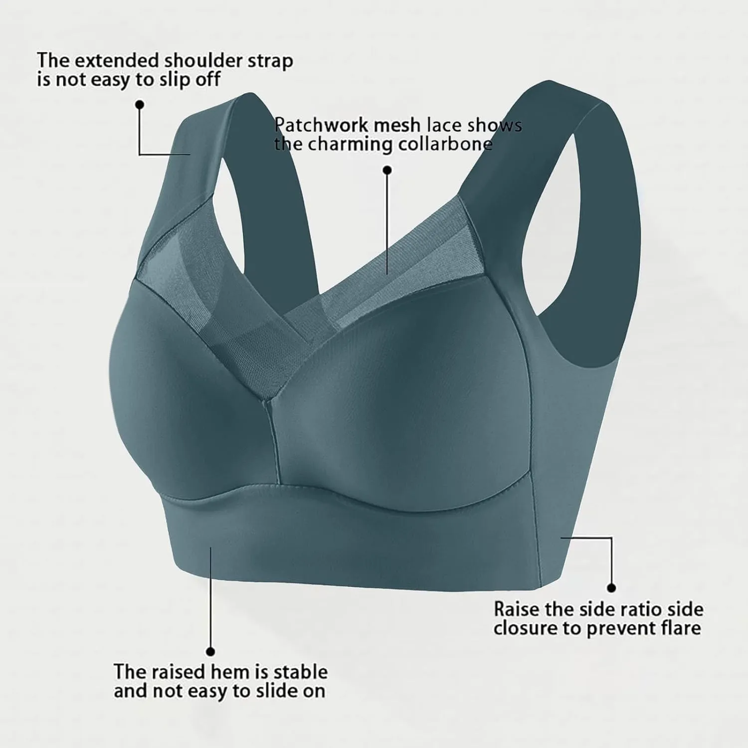 Hatmeo Posture Correcting Bras for Seniors Women Ice Silk Push Up Lysine Charm Gathering Bra Plus Size Wireless Zen Chic Bras
