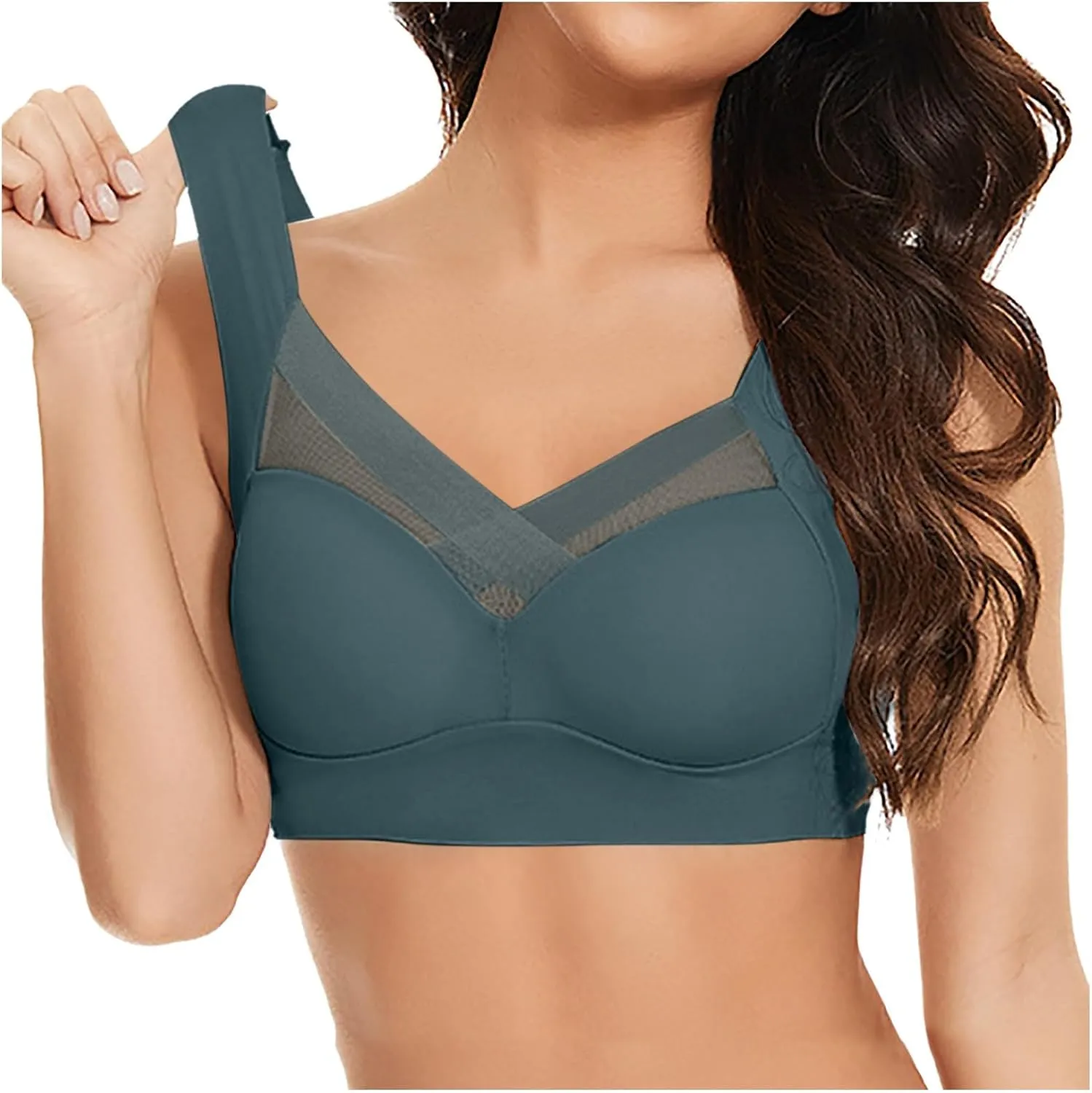 Hatmeo Posture Correcting Bras for Seniors Women Ice Silk Push Up Lysine Charm Gathering Bra Plus Size Wireless Zen Chic Bras