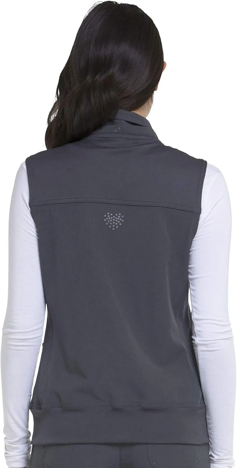 HeartSoul Zip Front Scrub Vest with Detachable Hood, Stretch Fabric HS500