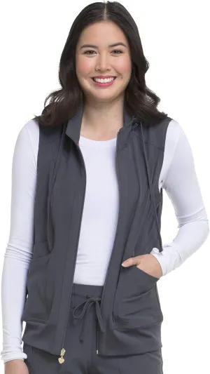 HeartSoul Zip Front Scrub Vest with Detachable Hood, Stretch Fabric HS500