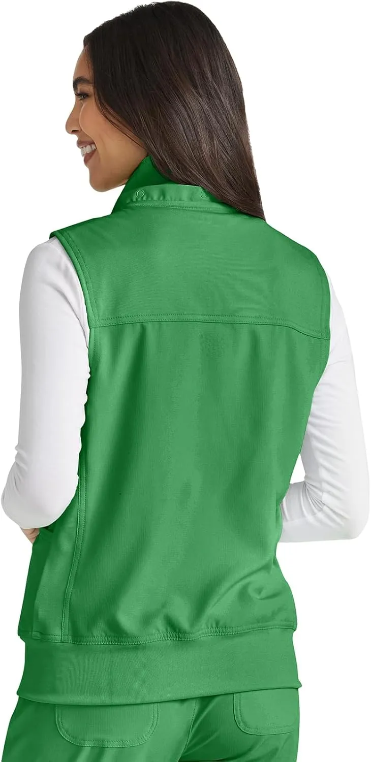 HeartSoul Zip Front Scrub Vest with Detachable Hood, Stretch Fabric HS500