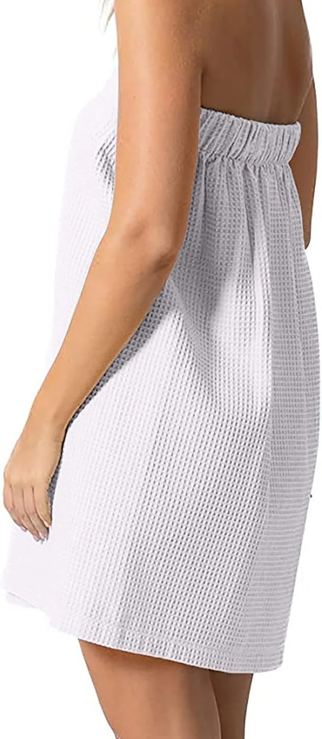 HGps8w Shower Wrap Robe for Women Bath Body Towel Wrap Spa Soft Bathrobe with Adjustable Velcro