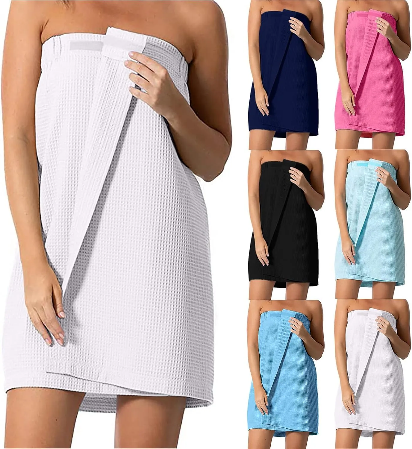 HGps8w Shower Wrap Robe for Women Bath Body Towel Wrap Spa Soft Bathrobe with Adjustable Velcro