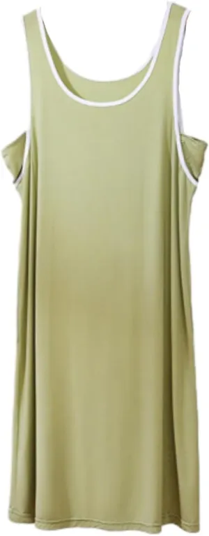 HGps8w Womens Colorbblock Modal Tank Dress Casual Soft Sleeveless Chemise Nightgown Sleepwear Full Slips Pajamas Dress