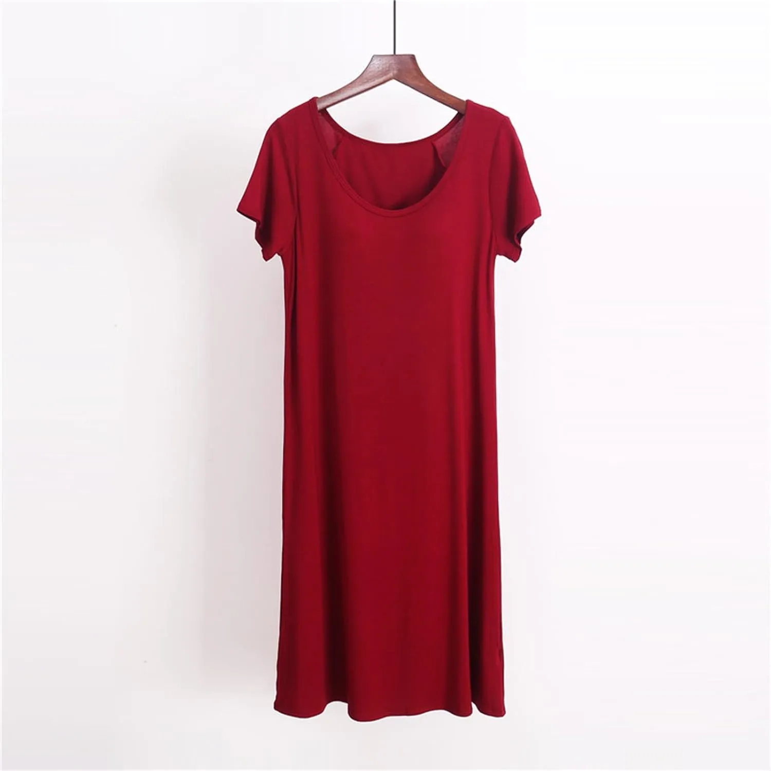 HGps8w Womens Summer V Neck Nightgown with Built in Shelf Bra, Short Sleeve Sleepwear Loose Soft Nightshirts Lounge Dress