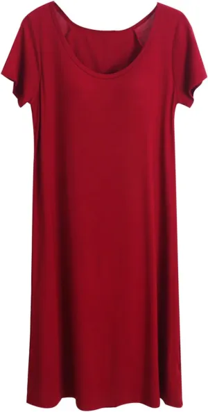 HGps8w Womens Summer V Neck Nightgown with Built in Shelf Bra, Short Sleeve Sleepwear Loose Soft Nightshirts Lounge Dress