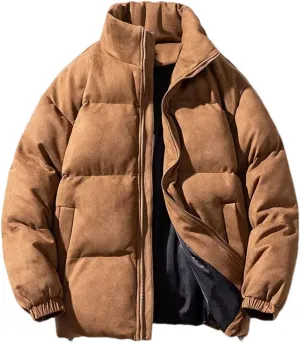Hgvcfcv Men Puffer Retro Parkas Coat Men Cotton-Padded Coat Oversize Warm Jacket