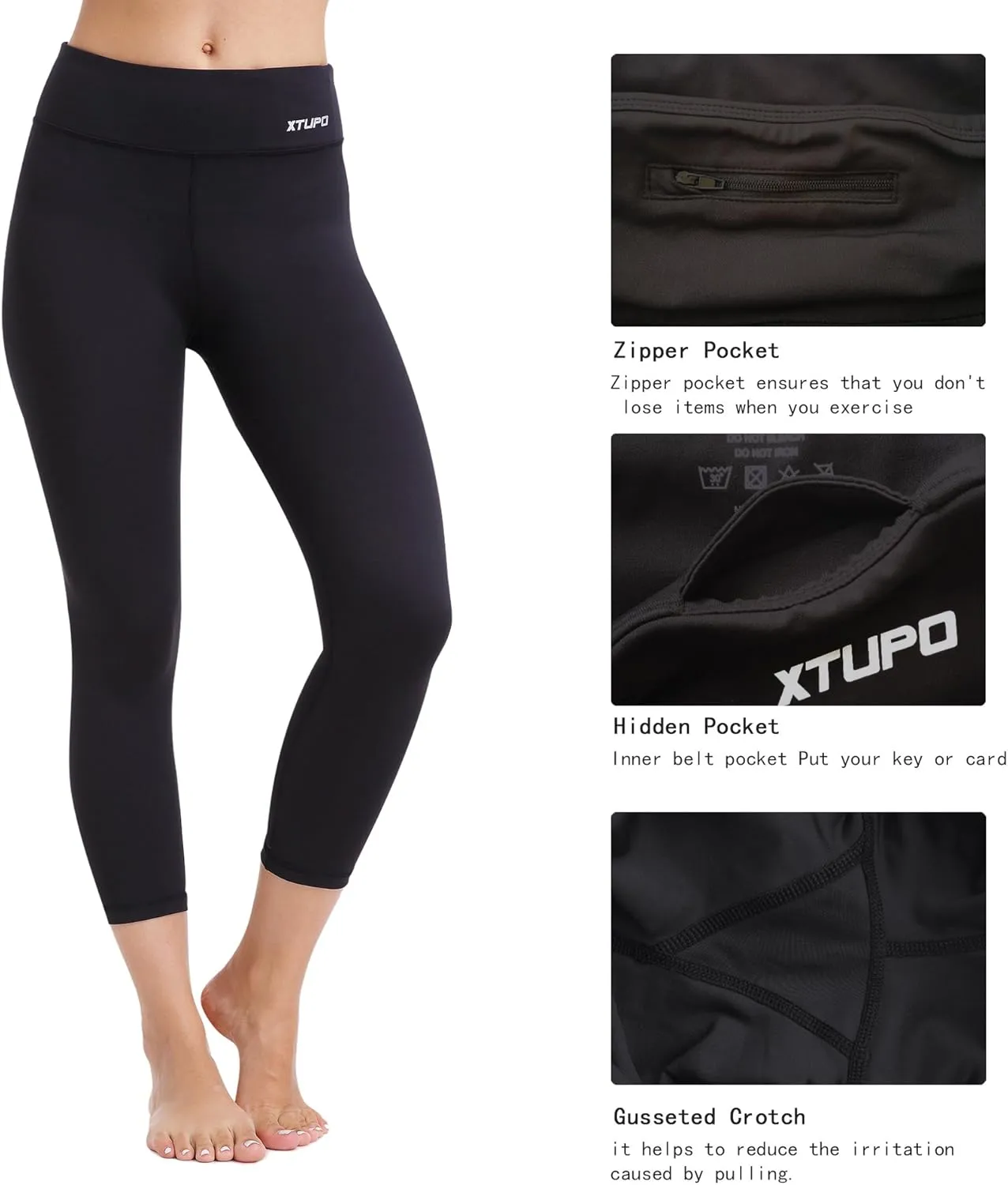 High Waist Yoga Pants for Women with Pockets Leggings for Workout Running Tummy Control 4 Way Stretch Fabric