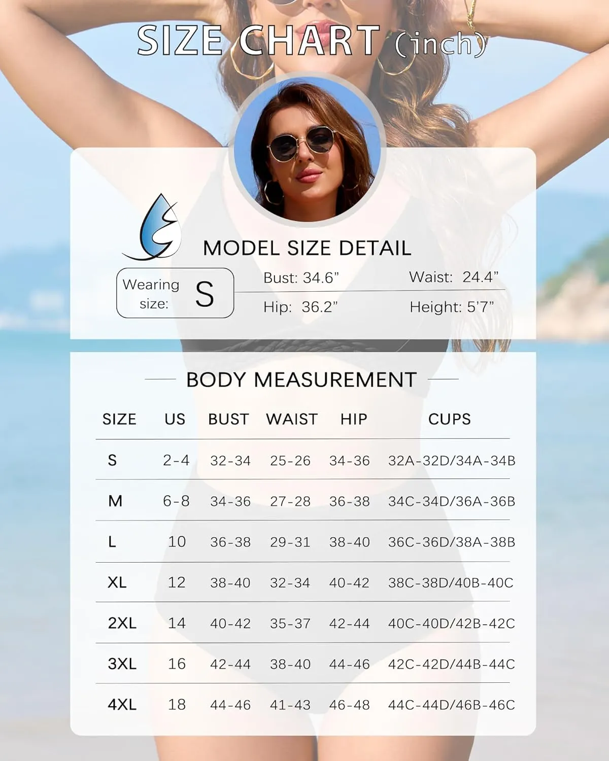 High Waisted Bikini Sets for Women Two Piece Swimsuit Tummy Control Bathing Suit Triangle Top Swim Suits