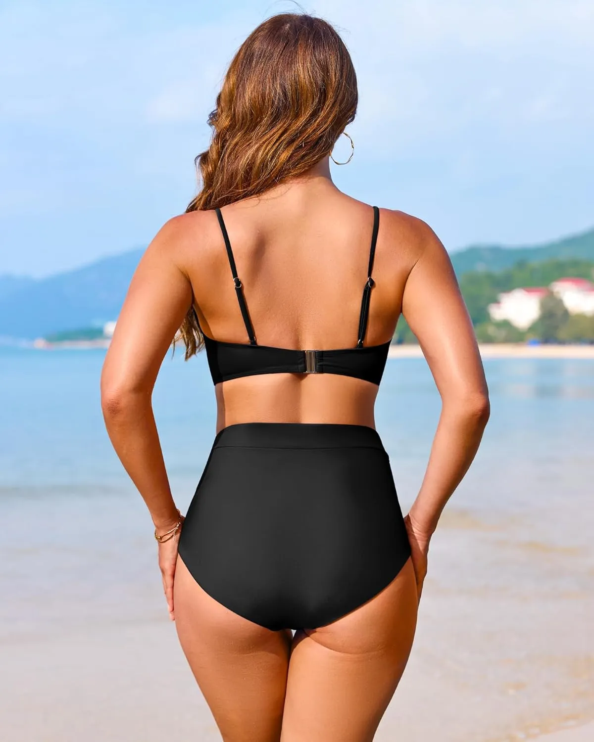 High Waisted Bikini Sets for Women Two Piece Swimsuit Tummy Control Bathing Suit Triangle Top Swim Suits