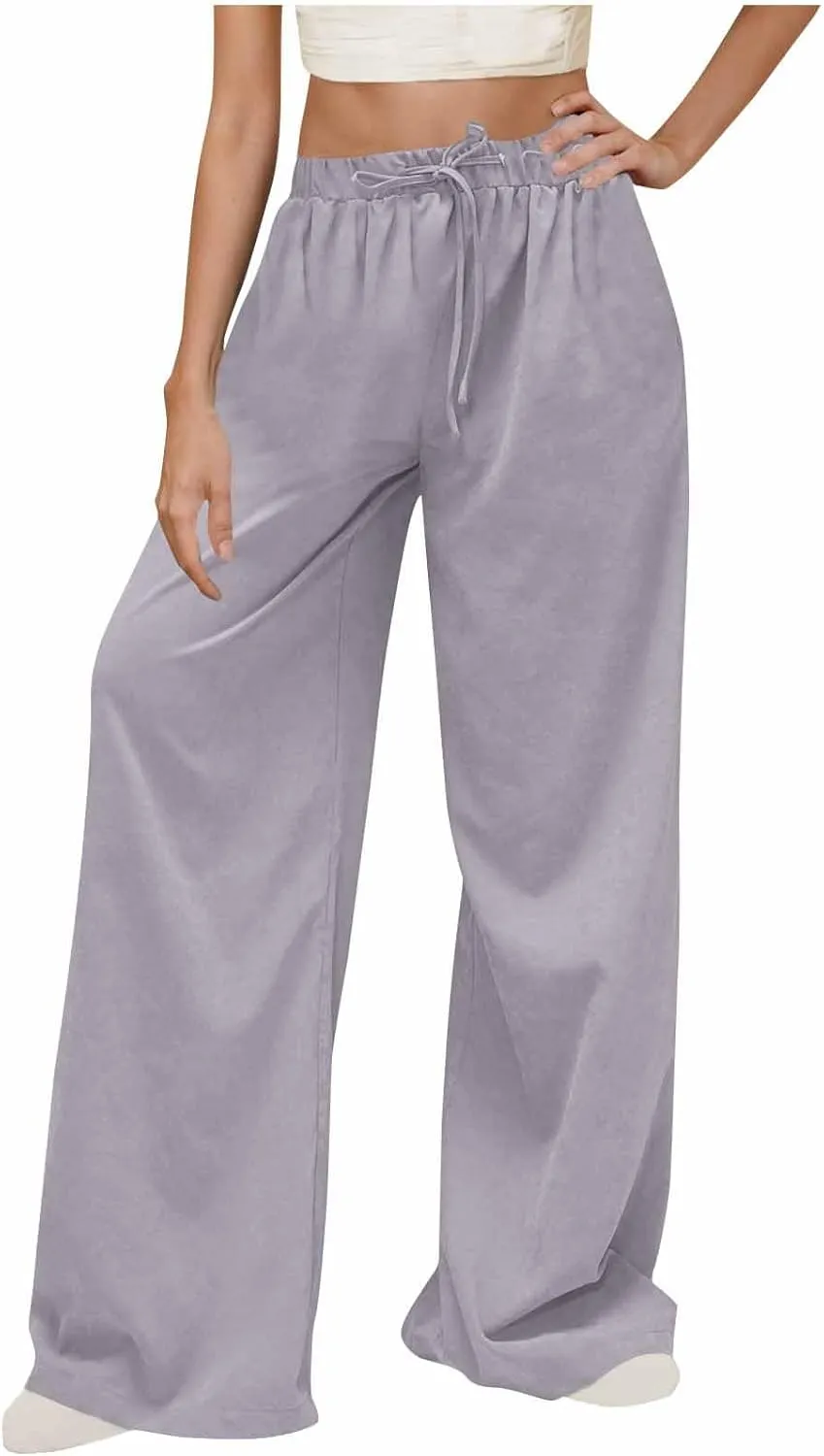 High Waisted Work Pants for Women Business Casual Outfits 2025 Office Dress Pants Trousers Wide Leg Lounge Pants