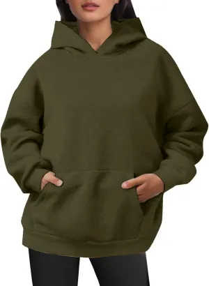 Hoodies for Women Trendy Oversized Sweatshirts Casual Fleece Long Sleeve Pullover Fall Outfits 2024 with Pocket