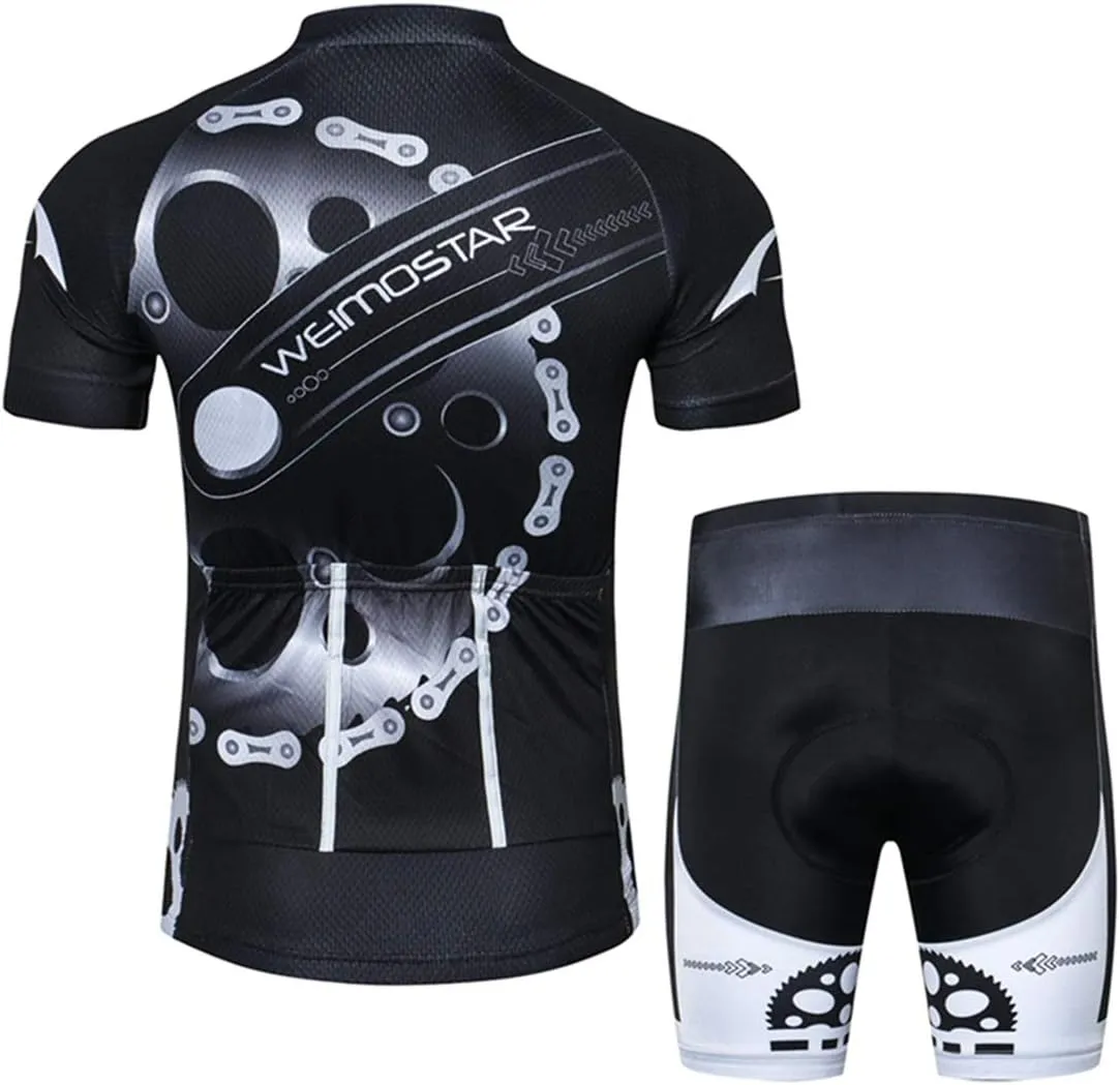 Hotlion Men's Cycling Bike Jersey Short Sleeve with 3 Rear Pockets- Moisture Wicking, Breathable, Quick Dry Biking Shirt