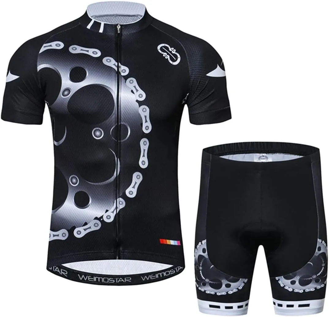 Hotlion Men's Cycling Bike Jersey Short Sleeve with 3 Rear Pockets- Moisture Wicking, Breathable, Quick Dry Biking Shirt