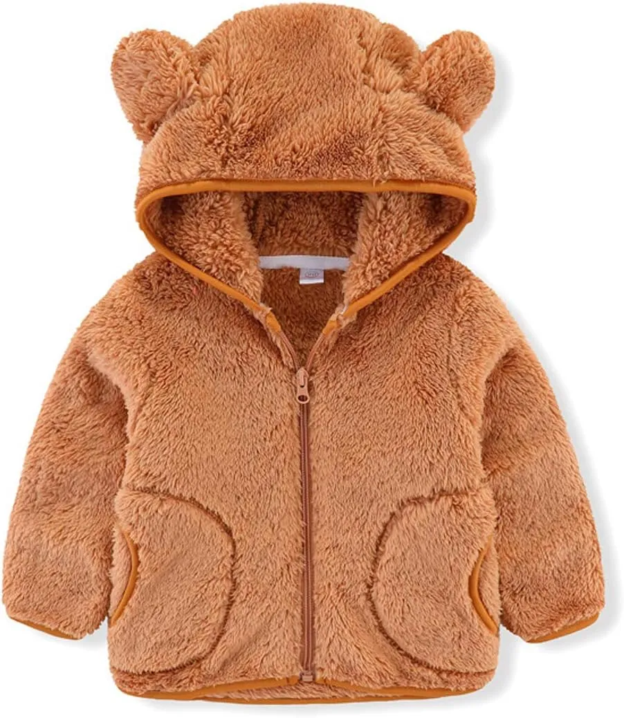 iChunhua Baby Girls Bear Ears Shape Fleece Long Sleeve Jacket Sweatshirt Outwear