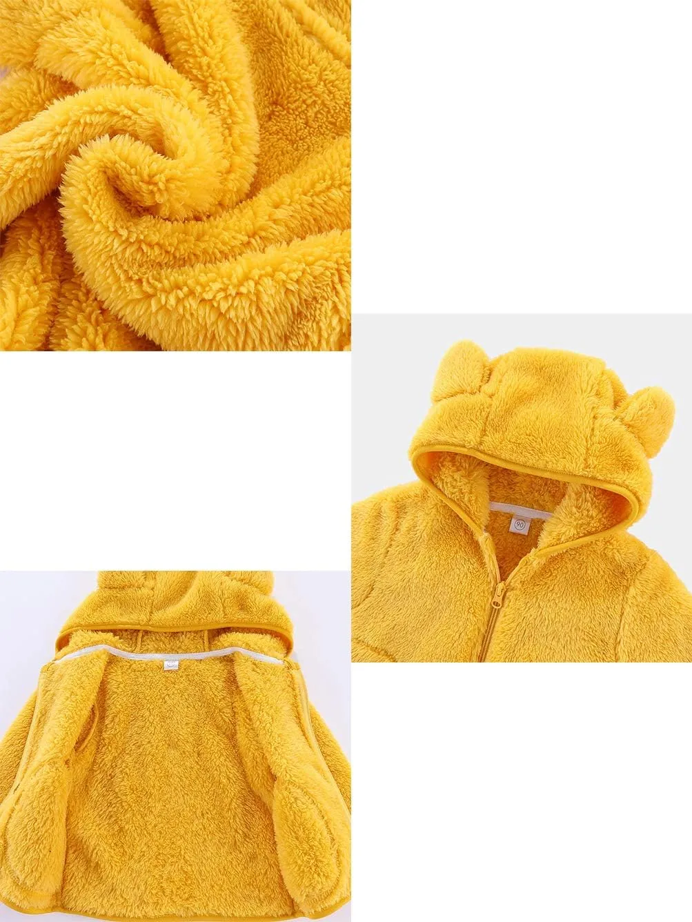 iChunhua Baby Girls Bear Ears Shape Fleece Long Sleeve Jacket Sweatshirt Outwear
