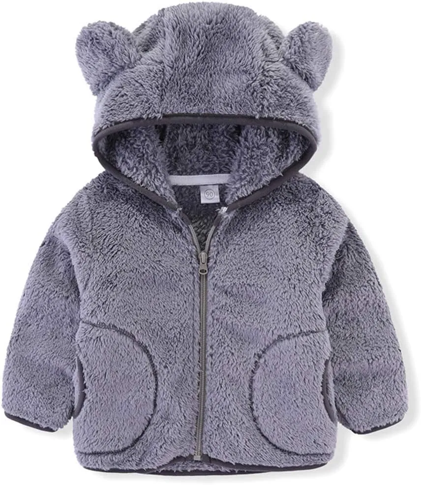 iChunhua Baby Girls Bear Ears Shape Fleece Long Sleeve Jacket Sweatshirt Outwear