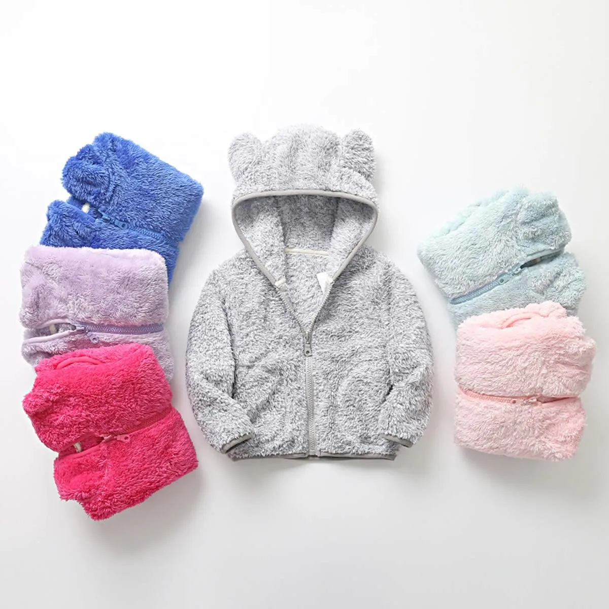 iChunhua Baby Girls Bear Ears Shape Fleece Long Sleeve Jacket Sweatshirt Outwear