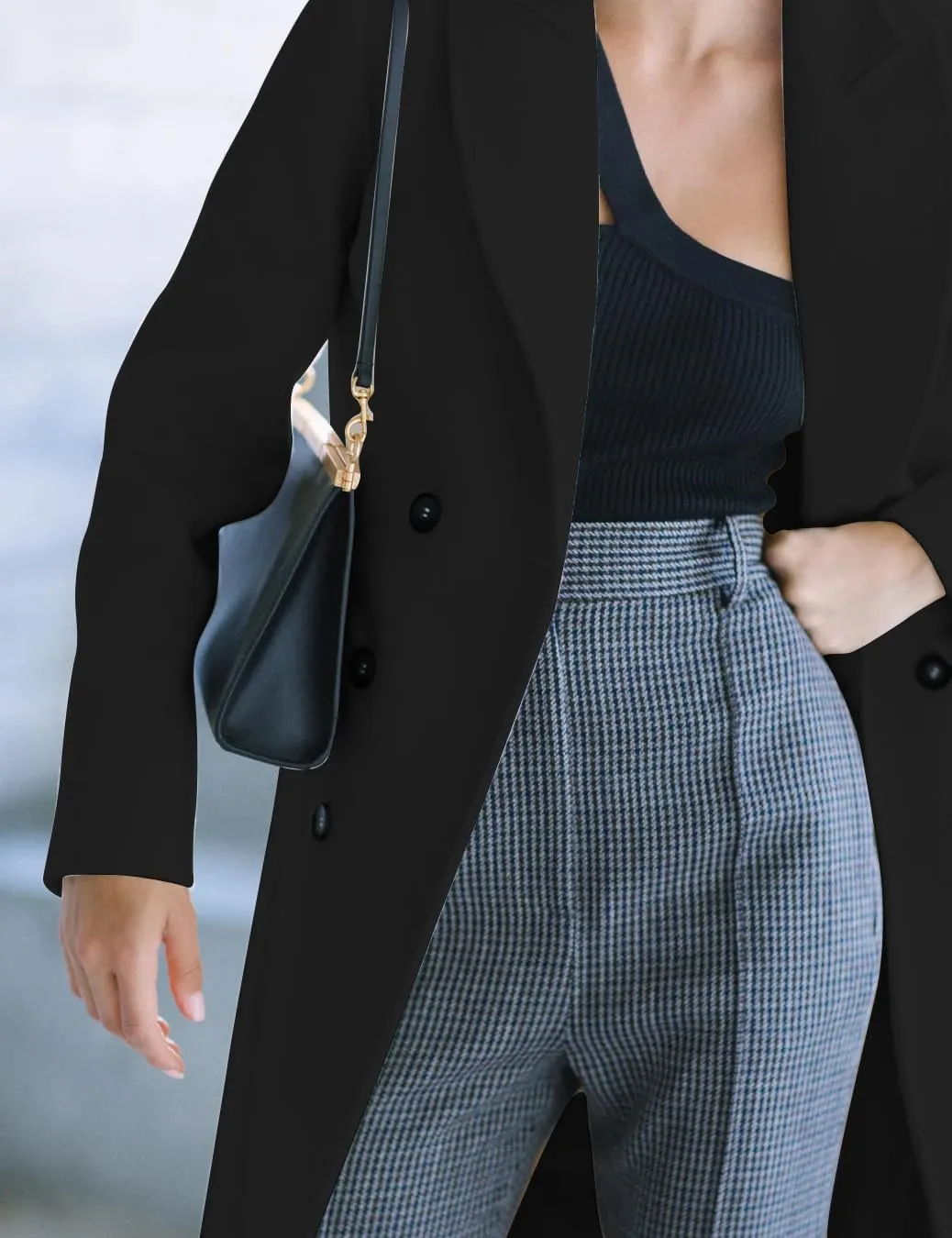 IDEALSANXUN Womens Long Wool Coats Fall Winter Notch Lapel Double Breasted Trench Coat Wool Jackets