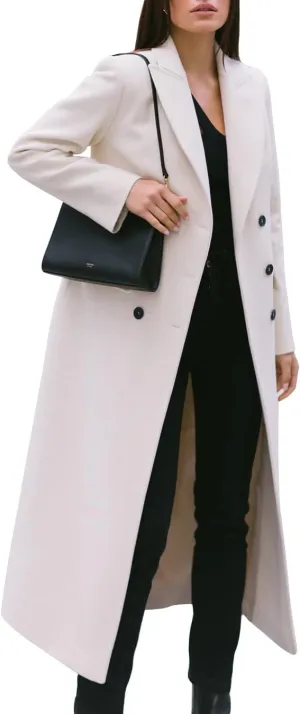 IDEALSANXUN Womens Long Wool Coats Fall Winter Notch Lapel Double Breasted Trench Coat Wool Jackets