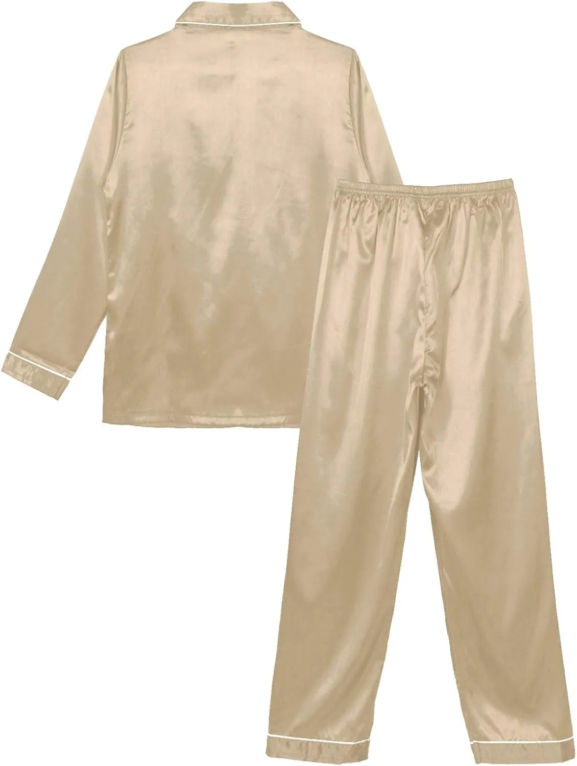 iiniim Women Satin Pajama Set Long Sleeve Sleep Shirt and Pajama Pants Pj Set Loungewear Sleepwear