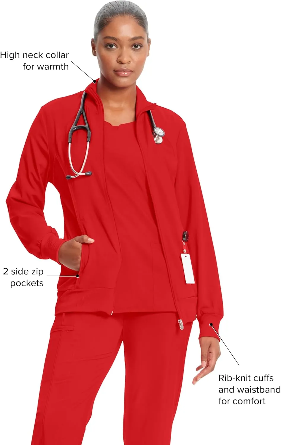 Infinity by Cherokee Zip Front Scrub Jackets for Women, 4-Way Stretch Fabric, 2391A