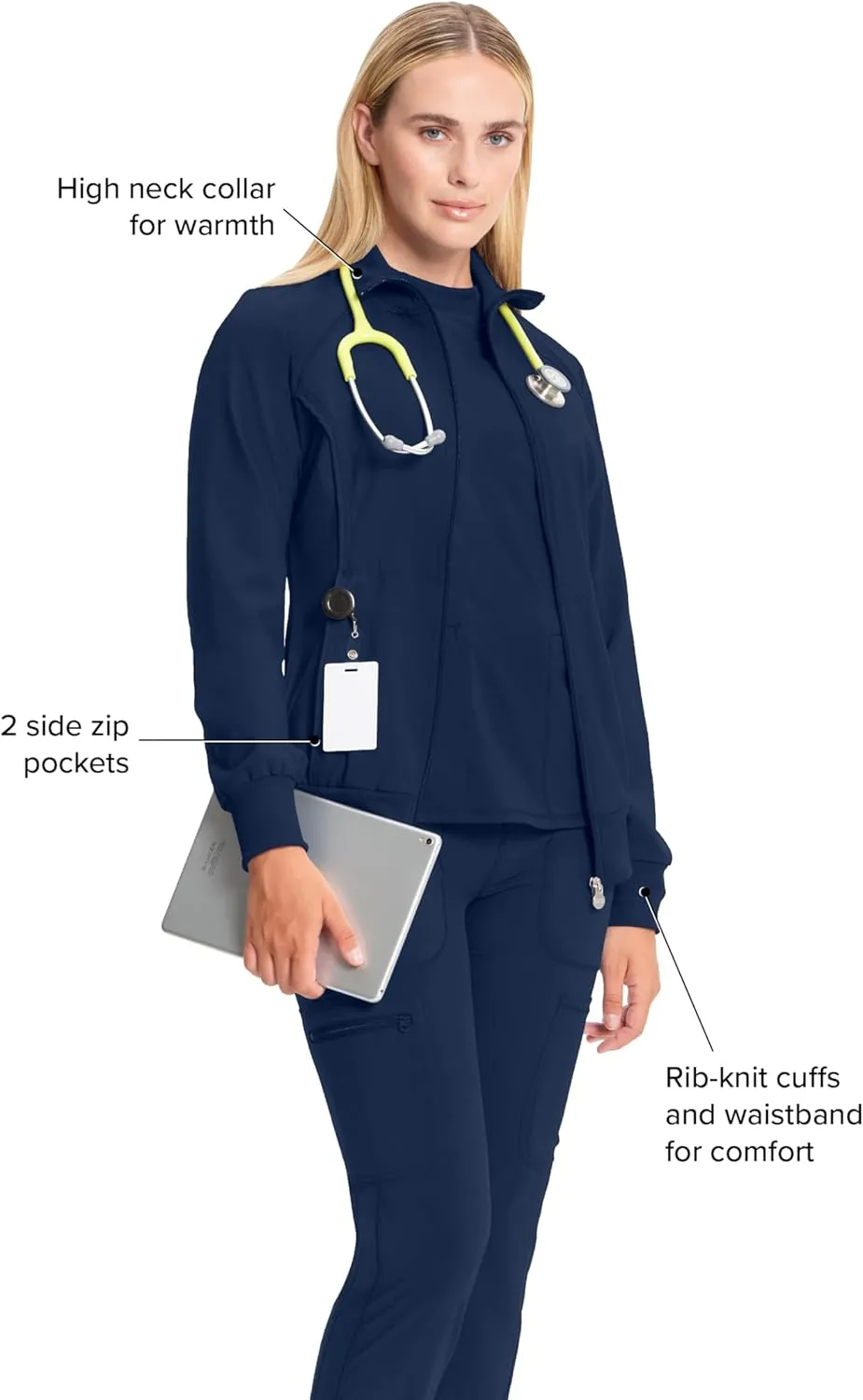 Infinity Cherokee Zip Front Scrub Nurse Jackets for Women, 4-Way Stretch Fabric 2391A