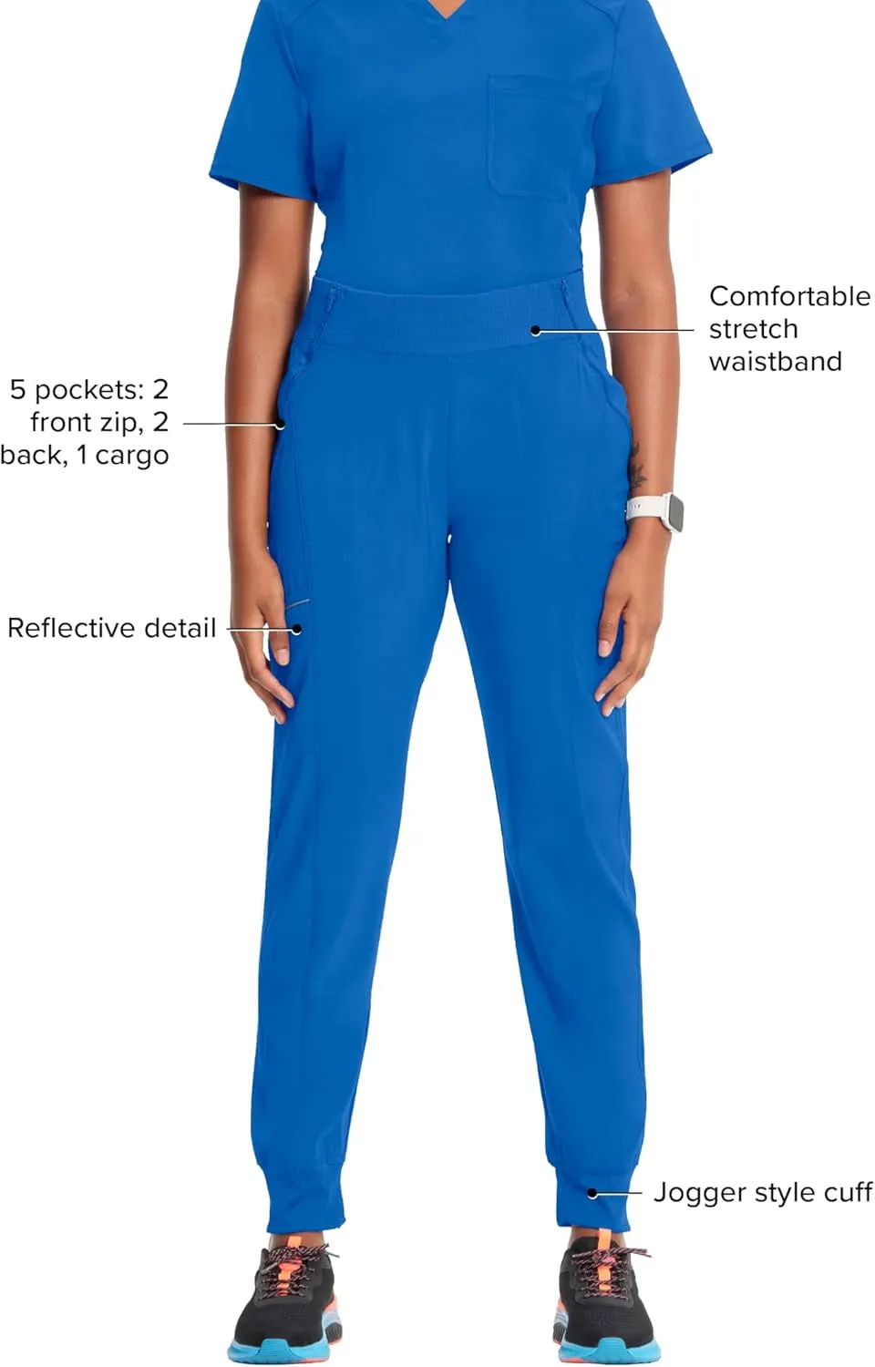 Infinity Women's Scrub Jogger Pants Mid Rise Bottoms with 5 Pockets, Moisture Wicking & 360 Stretch Fabric - CK110A