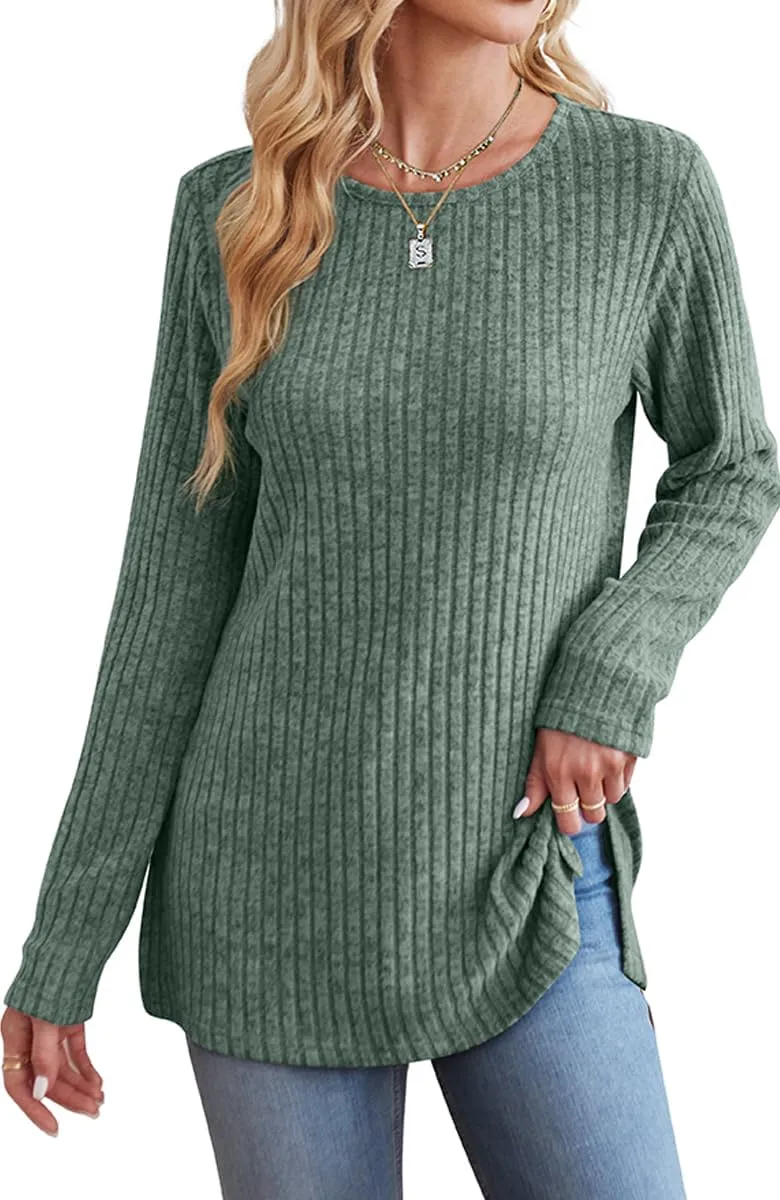 Jescakoo Womans Sweaters Long Sleeve Tunic Tops to Wear with Leggings Grey S