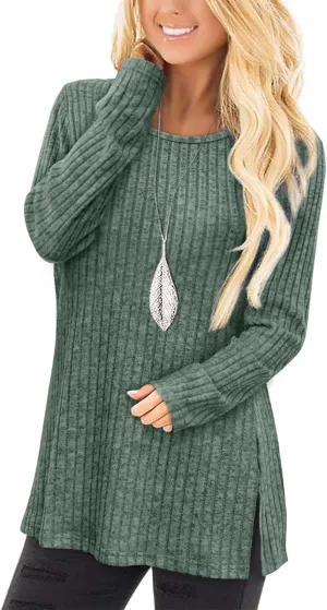 Jescakoo Womans Sweaters Long Sleeve Tunic Tops to Wear with Leggings Grey S