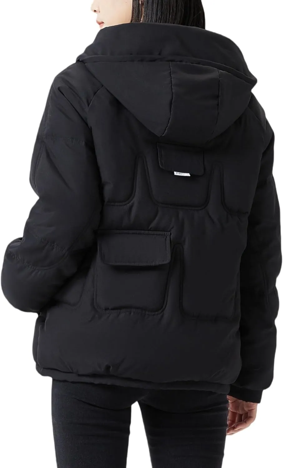 JiangWu Women's Winter Thickened Hooded Cotton Coat Windproof Warm Fleece Jacket