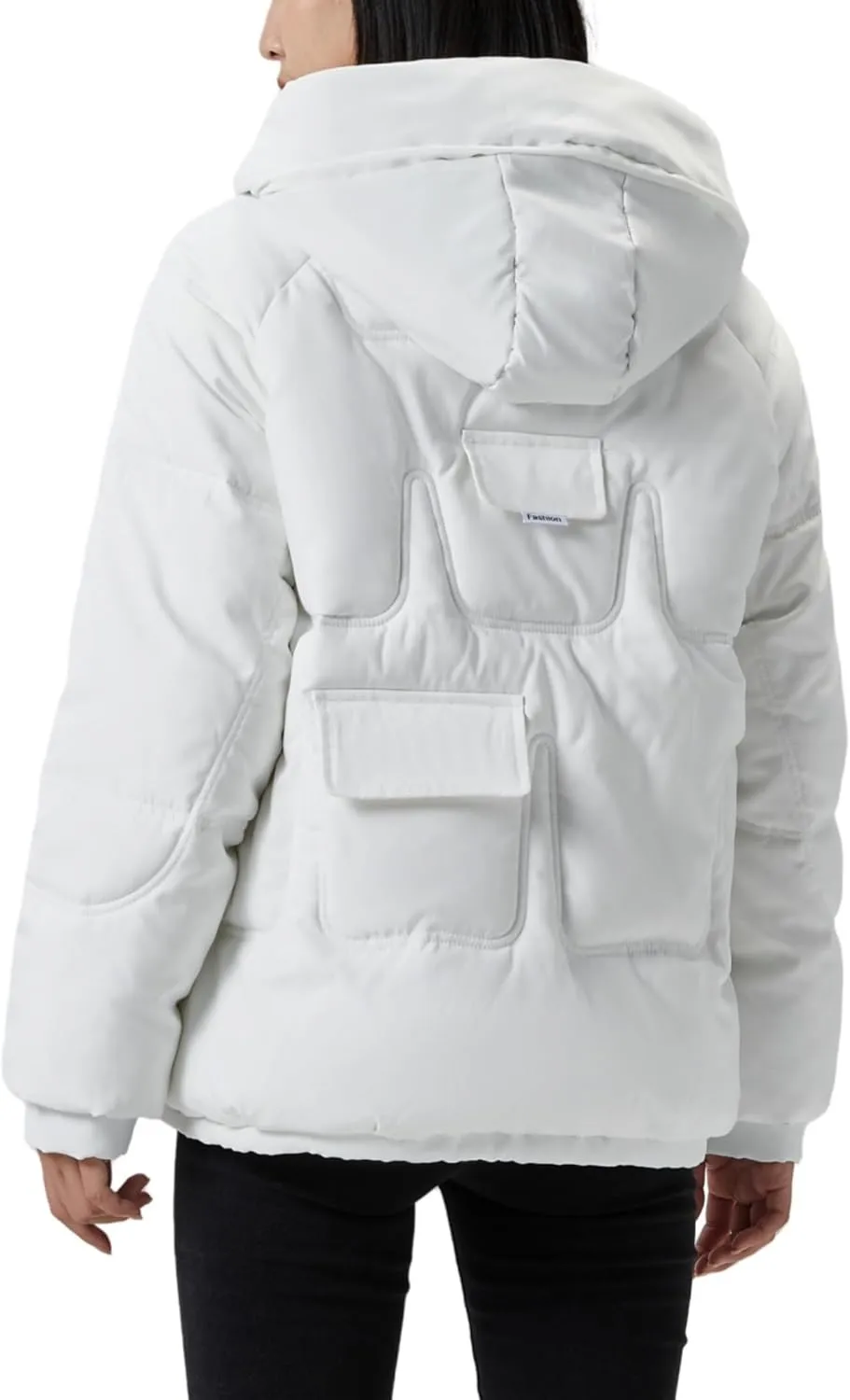 JiangWu Women's Winter Thickened Hooded Cotton Coat Windproof Warm Fleece Jacket