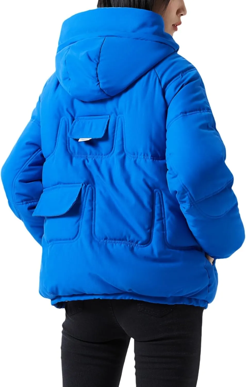 JiangWu Women's Winter Thickened Hooded Cotton Coat Windproof Warm Fleece Jacket