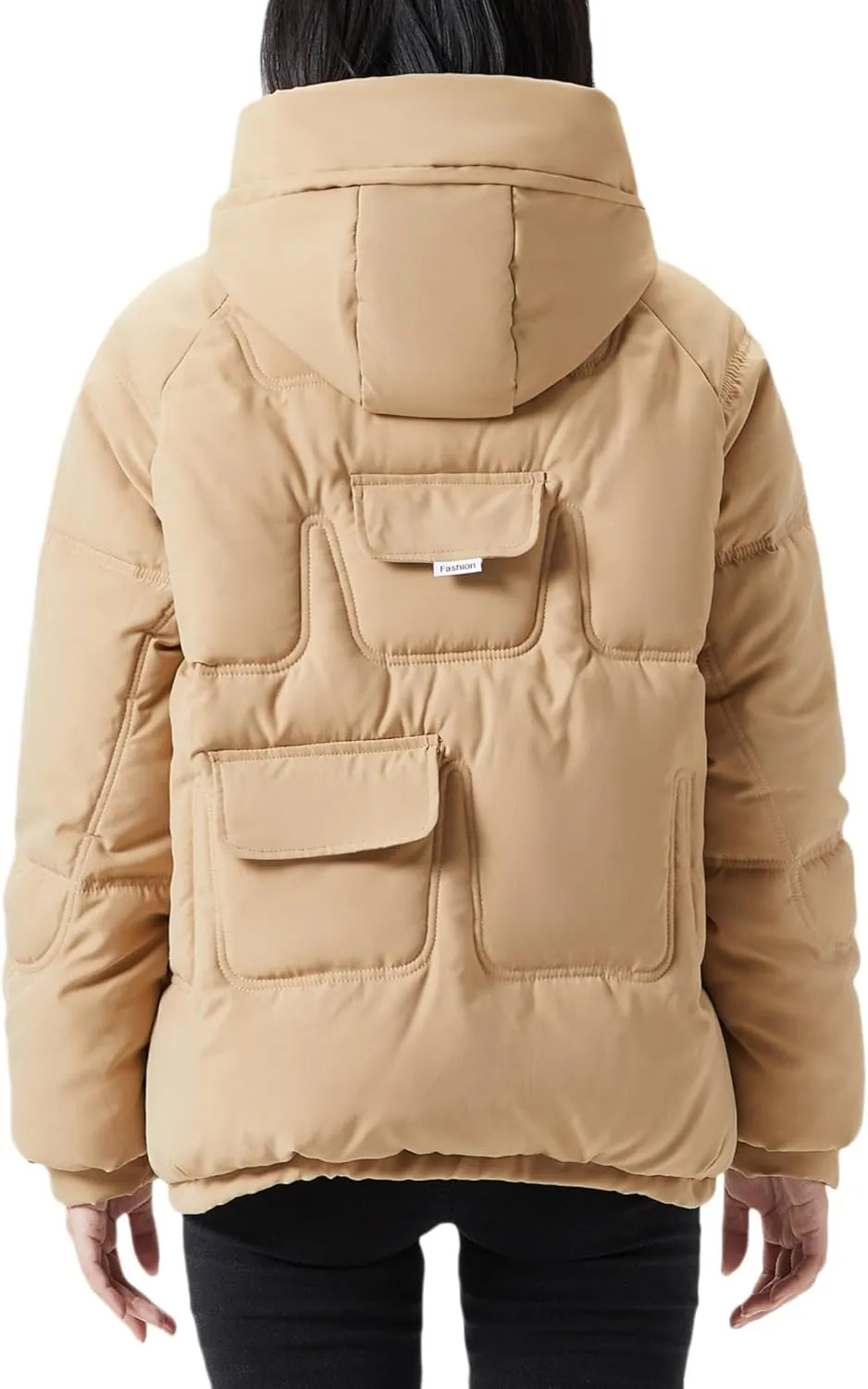 JiangWu Women's Winter Thickened Hooded Cotton Coat Windproof Warm Fleece Jacket