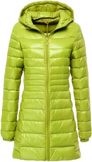 JNKIHAPOT Women's Down Jacket Winter White Duck Down Long Coats Outdoor Hiking Trekking Jackets