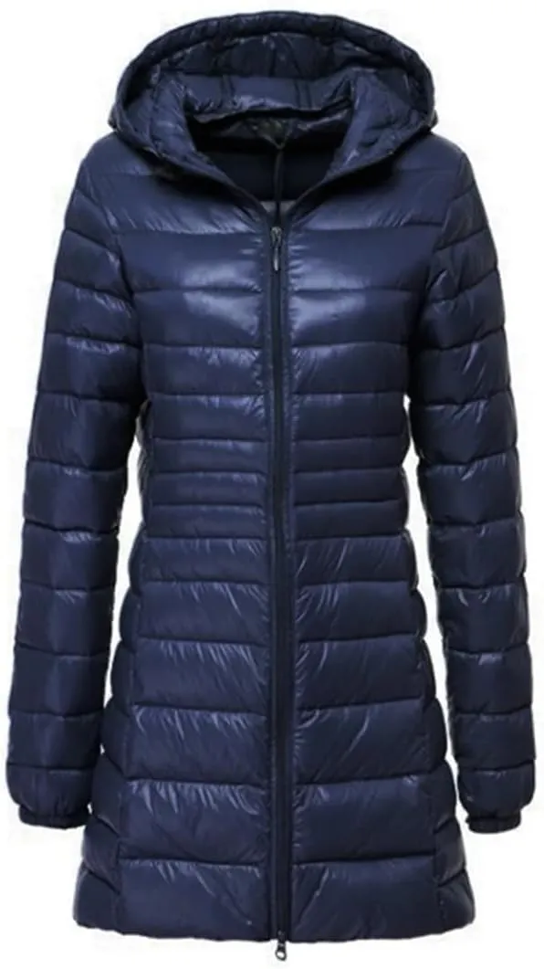 JNKIHAPOT Women's Down Jacket Winter White Duck Down Long Coats Outdoor Hiking Trekking Jackets