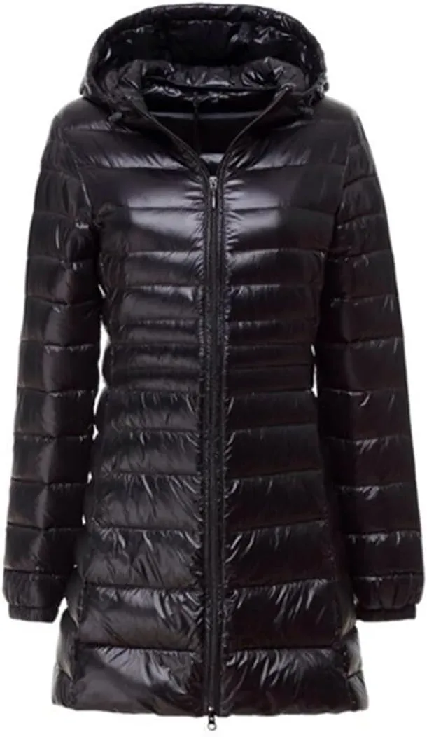 JNKIHAPOT Women's Down Jacket Winter White Duck Down Long Coats Outdoor Hiking Trekking Jackets