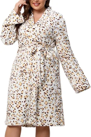 JOAU Plus Size Womens Fuzzy Fleece Robe Warm Winter Bathrobes Soft Plush Shower Robes Belted Comfy Spa Robe with Pockets