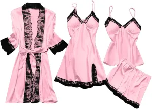 Juniors Spaghetti Strap Lingerie Pajama Loungewear Robe Set for Women - Sexy Bath Robes