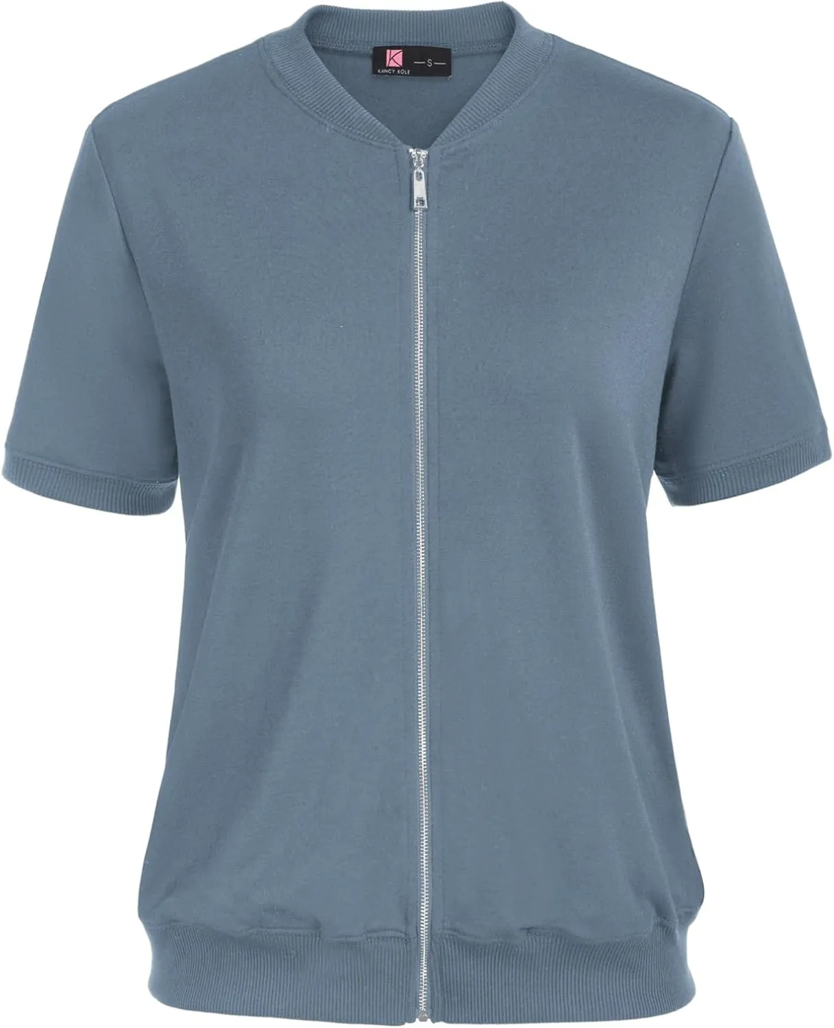 KANCY KOLE Womens Short Sleeve Jackets Casual Zip Up Sweatshirt Jackets with Pockets Summer Lightweight Coat Tops