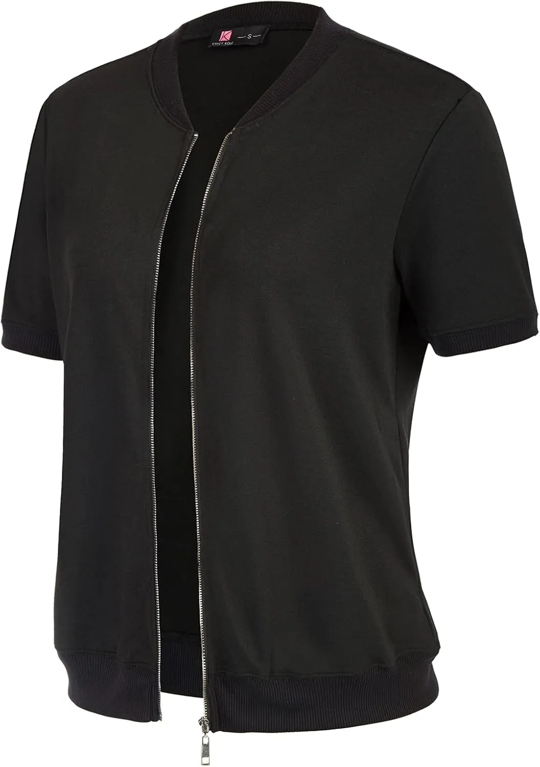 KANCY KOLE Womens Short Sleeve Jackets Casual Zip Up Sweatshirt Jackets with Pockets Summer Lightweight Coat Tops