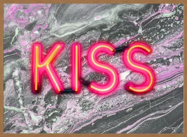 Kiss Neon Sign Marble Print